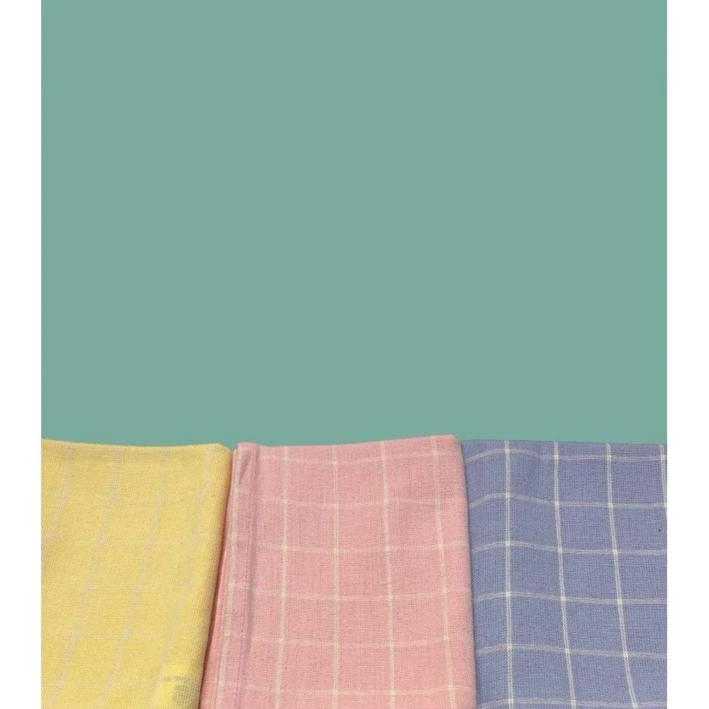 5 Plaid Kitchen‎ Tea Hand Towels Pastel Colors Indo U.S. Sales Inc 100% Cotton